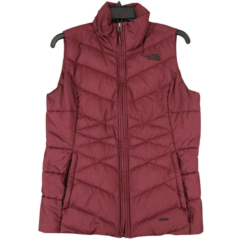 The North Face 550 Down Puffer Vest Womens S Burgundy Full Zip Packable